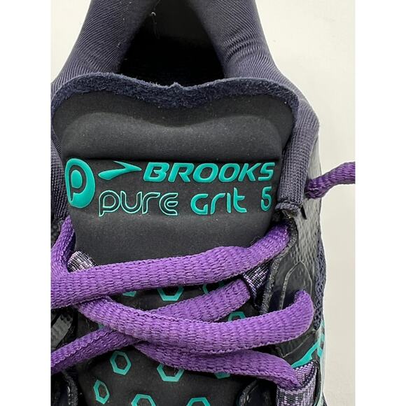 BROOKS WOMENS PURE GRIT 5 TRAIL RUNNING SNEAKER SHOE NAVY PURPLE TEAL SIZE 9 - Picture 11 of 11